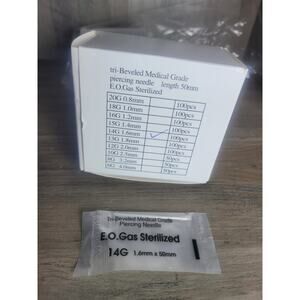 Sterilized Piercing Needles Gauge Hollow Point  Tri Beveled 200pcs (2 Boxes)